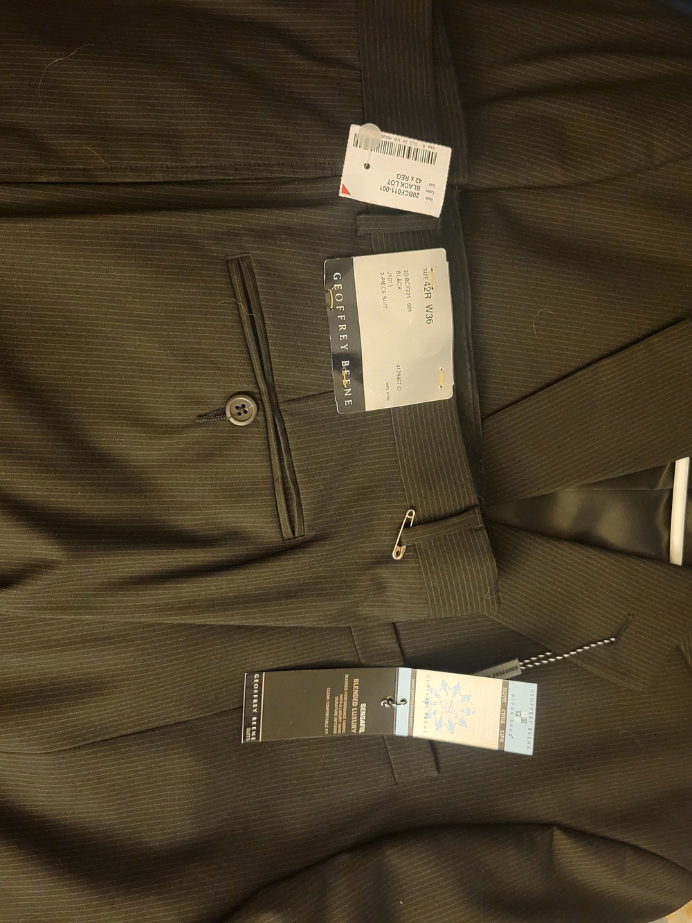 Geoffrey Beene Men's Dark Brown Pinstripe Suit Jacket
